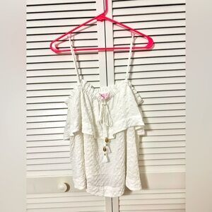Lilly Pulitzer White Ruffle Tank Top